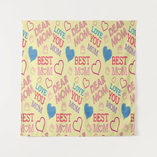 Love Mum Happy Mothers Day I Love Mum Graphic patt Tapestry (Front)