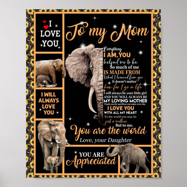 Love Mum | Letter To My Mum You Are The World Poster (Front)