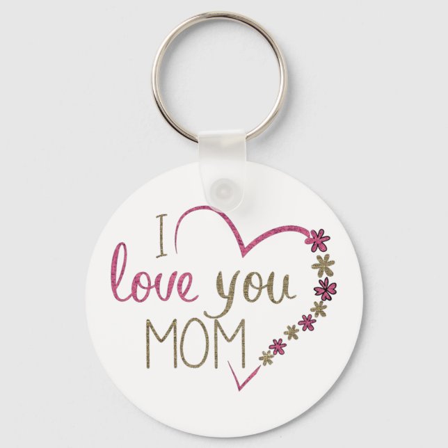 Love Mum Mothers Day Heart Key Ring (Front)