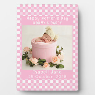 Love Mum Simple Elegant girly White & pink photo Plaque