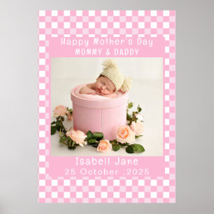 Love Mum Simple Elegant girly White & pink photo Poster
