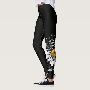 Love Music Daisy Flower Leggings