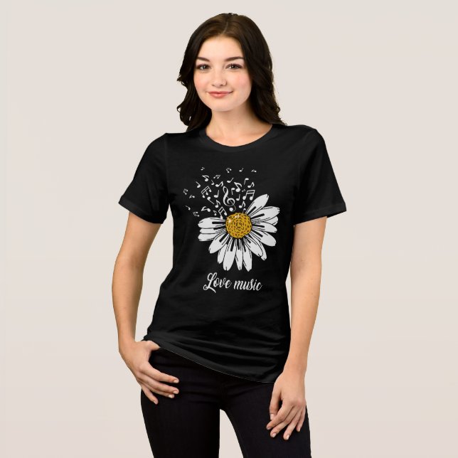 Love Music Daisy Flower Tri-Blend Shirt (Front Full)