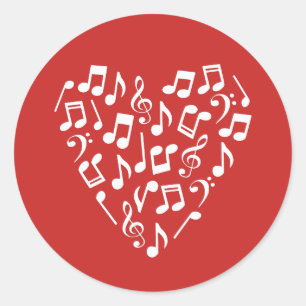 Love Music Heart of Music Notes Classic Round Sticker