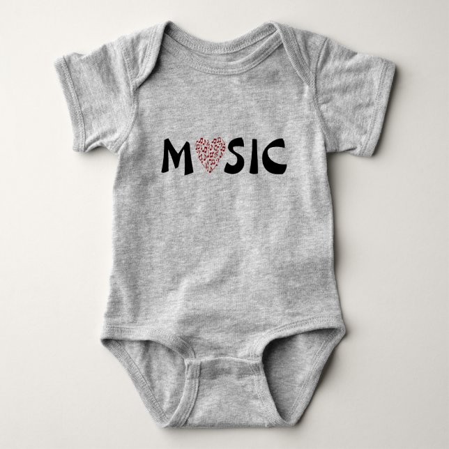 Love Music- Heart of Music Notes for Babies Baby Bodysuit (Front)