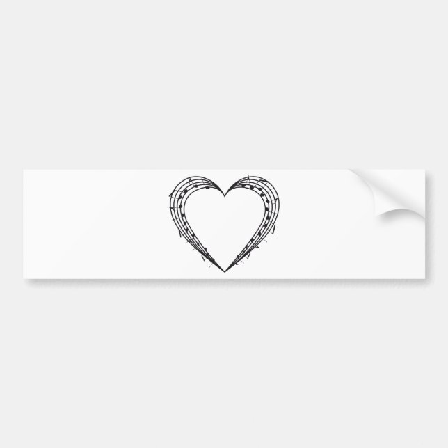 love music, musical notes heart bumper sticker (Front)
