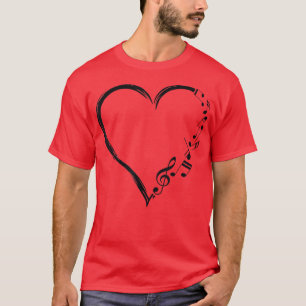 Love Music Musician Heart With Notes Clef Funny Mu T-Shirt