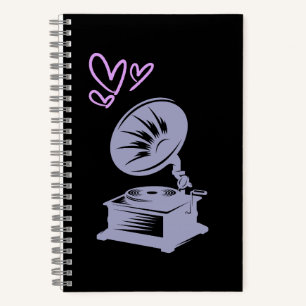 Love Music Old School Gramophone Notebook