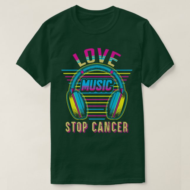 Love Music Stop Cancer Shirt St Jude Breast Cancer (Design Front)