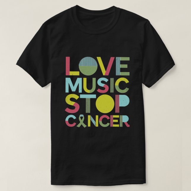 Love Music Stop Cancer St Jude Music  T-Shirt (Design Front)