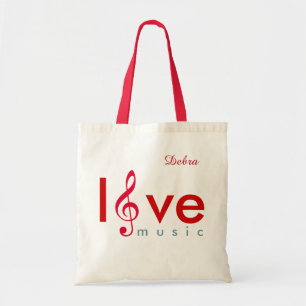 love music treble clef personalised tote bag