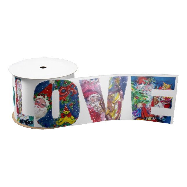 LOVE MUSICAL SANTA CHRISTMAS PARTY SATIN RIBBON (Spool)