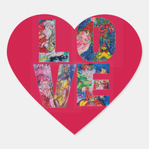 LOVE MUSICAL  SANTA XMAS PARTY HEART STICKER