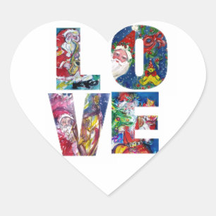 LOVE MUSICAL  SANTA XMAS PARTY HEART STICKER