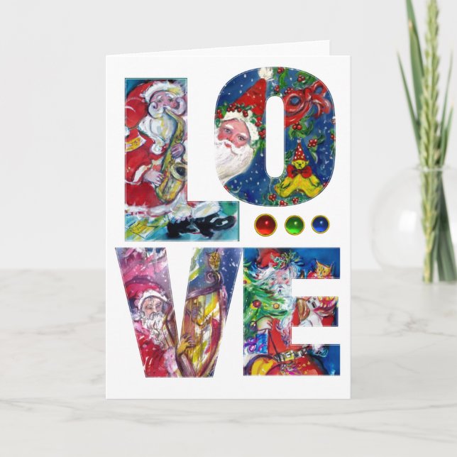 LOVE  MUSICAL  XMAS PARTY / SANTA AND SAX HOLIDAY CARD (Front)