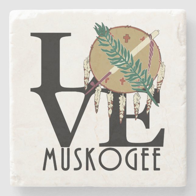 LOVE Muskogee OK Stone Coaster (Front)