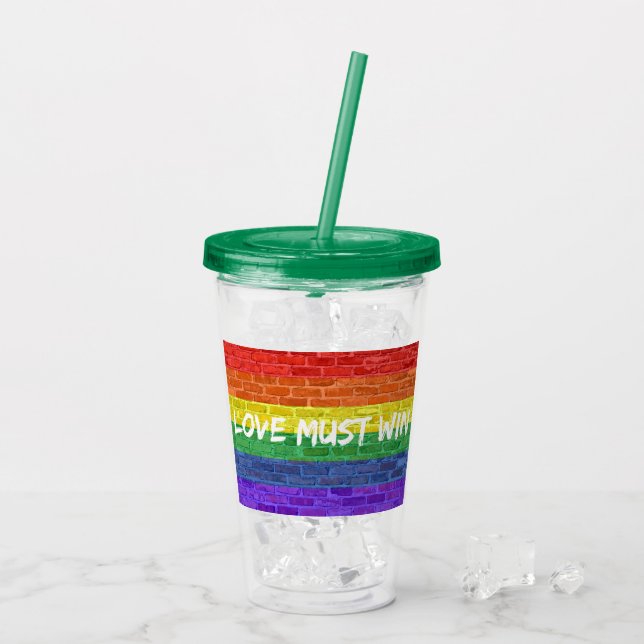 Love Must Win Acrylic Tumbler (Back Ice)