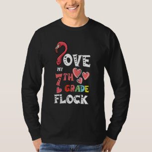 Love My 7th Grade Flock Flamingo Teacher Elementar T-Shirt