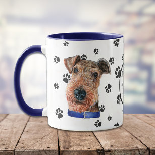 Love My Airedale Terrier Dog Pawprint Mug