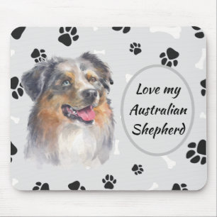 Love My Australian Shepherd Dog Pawprint  Mouse Pa Pad