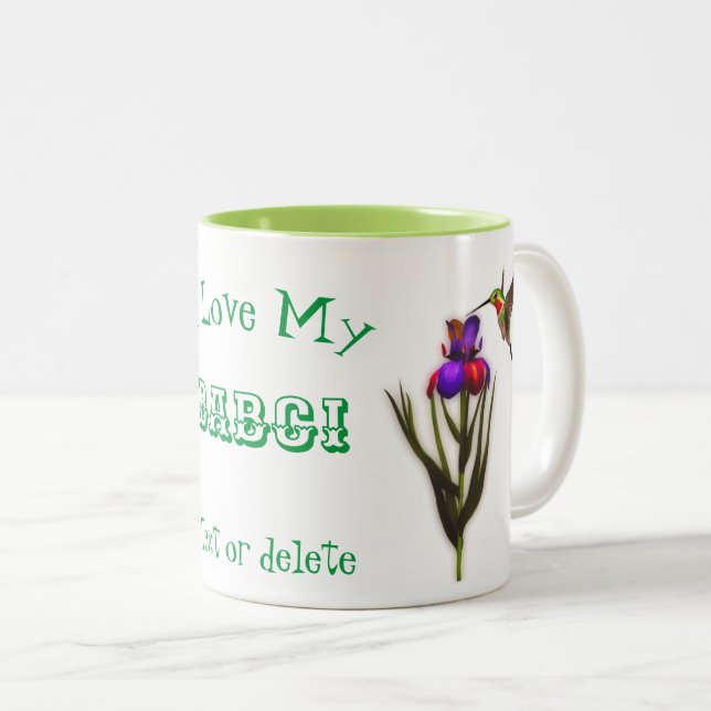 Love My Babci Hummingbird Personalised  Two-Tone Coffee Mug (Front Right)