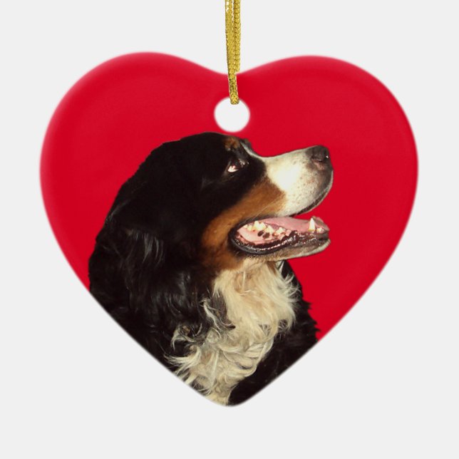 Love My Bernese Mountain Dog Ceramic Tree Decoration (Front)
