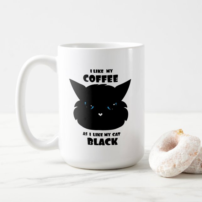 Love My Black Coffee and Black Cat Mug (With Donut)