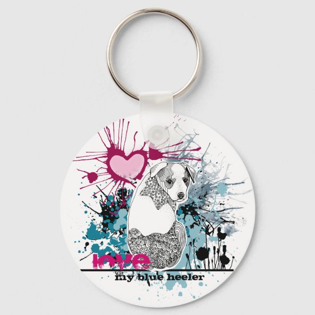 Love My Blue Heeler Key Ring (Front)