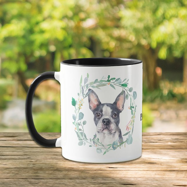 Love My Boston Terrier Wreath Coffee Mug (Creator Uploaded)