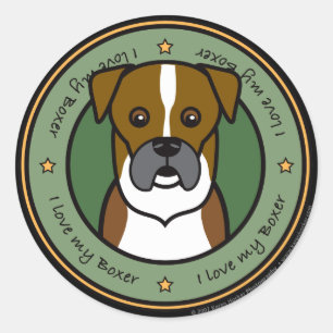 Love My Boxer Classic Round Sticker