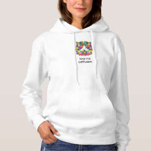 Love My Catfusion Abstract Cat White Hoodie
