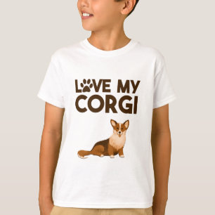 LOVE MY CORGI with Dog Illustration T-Shirt
