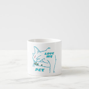 LOVE MY CUTE AQUA PET CAT ESPRESSO CUP