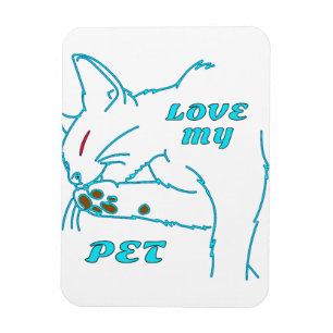 LOVE MY CUTE AQUA PET CAT MAGNET