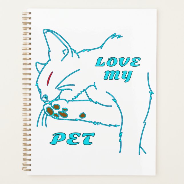 LOVE MY CUTE AQUA PET CAT PLANNER (Front)