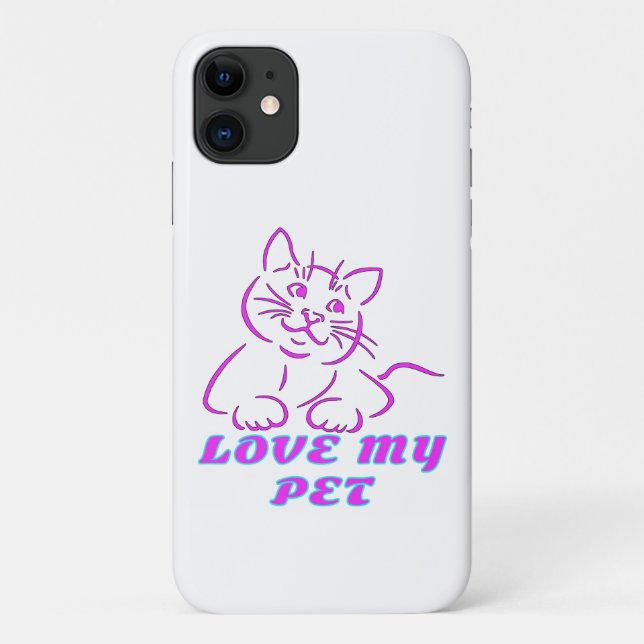 LOVE MY CUTE PINK PET CAT Case-Mate iPhone CASE (Back)