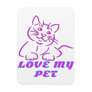 LOVE MY CUTE PINK PET CAT MAGNET