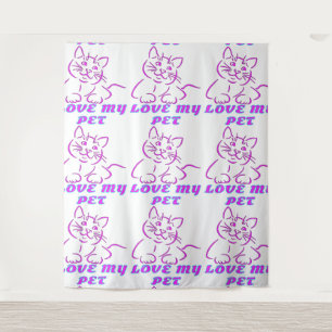 LOVE MY CUTE PINK PET CAT TAPESTRY