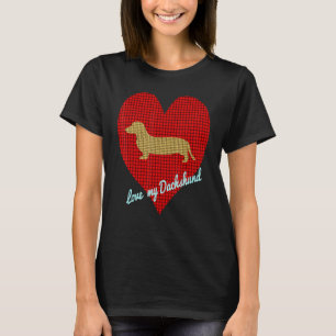 Love My Dachshund Big Red Heart Dachshund Silhouet T-Shirt