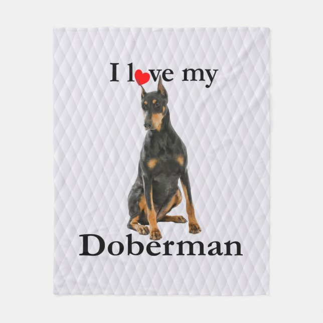 Love My Doberman Fleece Blanket (Front)
