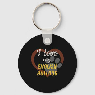 Love My English Bulldog Dog Lover Key Ring