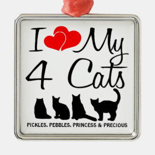Love My FOUR Cats Metal Tree Decoration