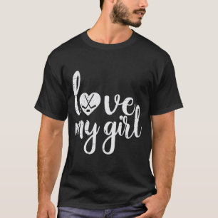 Love My Girl Heart Ice Hockey Sticks Puck Mum Dad T-Shirt