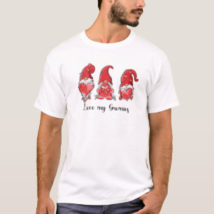 Love My Gnomies Red Heart Valentines Day Gnomes Lo T-Shirt