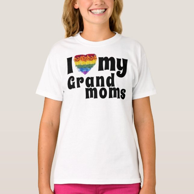 Love my Grand moms-heart shape Pride flowers T-Shirt (Front)