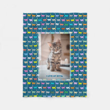 Love My Kitty Your Custom Photo Cat Print Teal