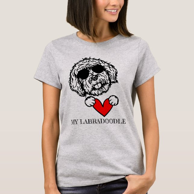   Love My Labradoodle Dog Heart T-Shirt (Front)