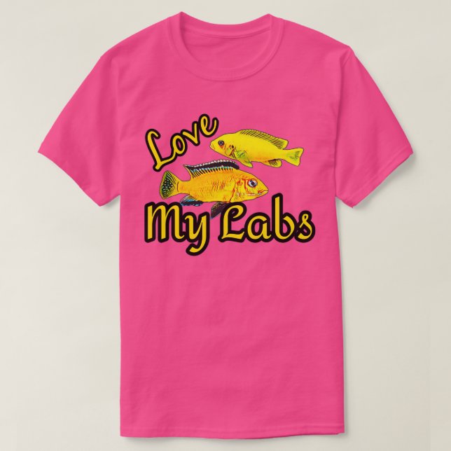 Love My Labs Electric Yellow Lab Cichlid Fish Aqua T-Shirt (Design Front)