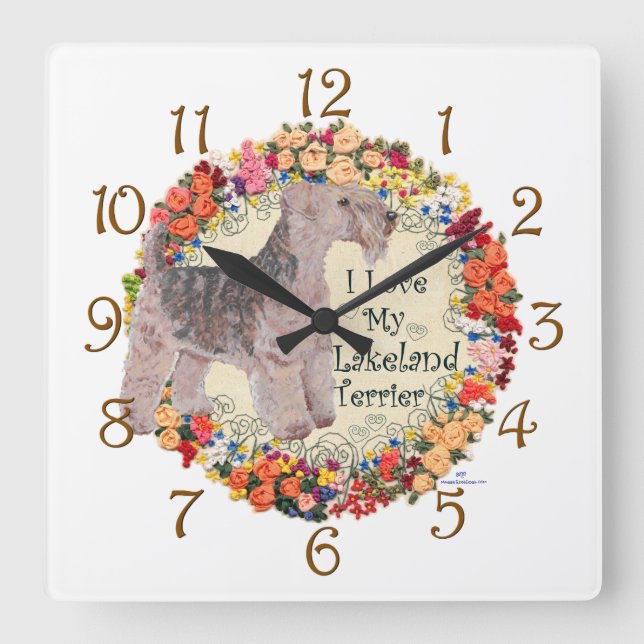 Love My Lakeland Terrier Square Wall Clock (Front)