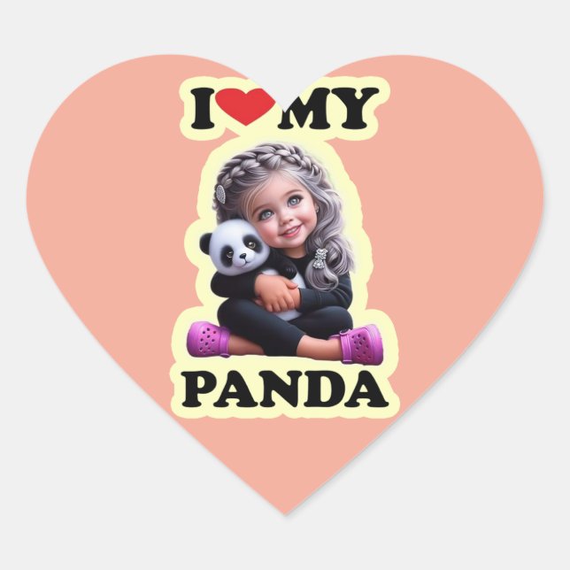 Love my panda Heart Stickers (Front)